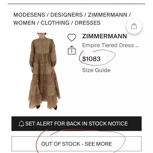 $1083 Zimmermann Button Front Empire Tiered Leopard Zebra Dress Brown Sz… - Picture 3 of 11